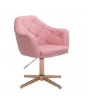 BLINK Różowy fotel glamour złoty krzyżak
