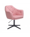 BLINK Różowy fotel glamour krzyżak czarny