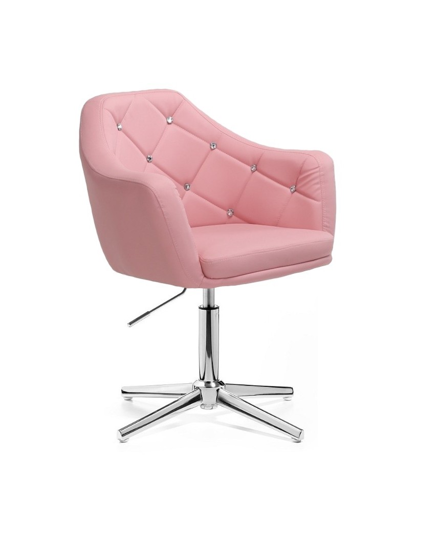 BLINK - Różowy fotel glamour (chromowany krzyżak)