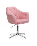 BLINK Różowy fotel glamour chromowany krzyżak