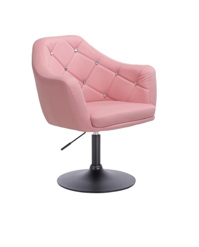 BLINK - Fotel różowy obrotowy do pokoju / róż salon (dysk czarny)