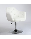 BLINK Krzesło białe ozdobione kryształkami chromowany dysk
