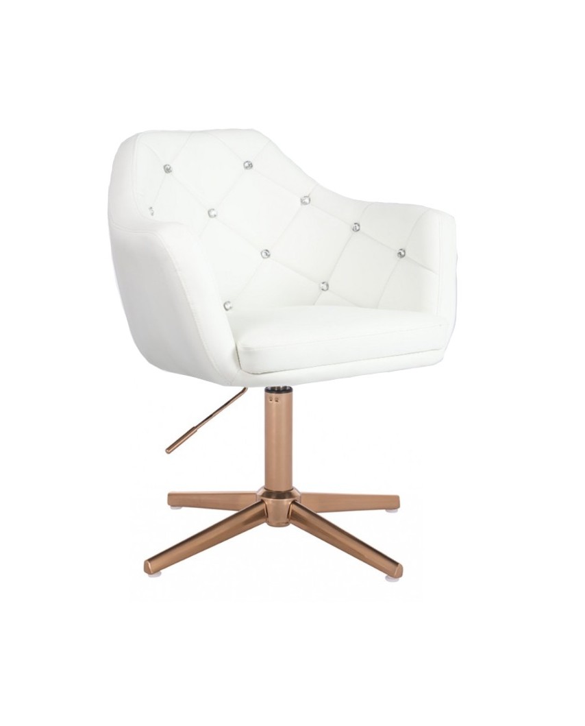 BLINK - Luksusowy biały fotel do salonu (złoty krzyżak)