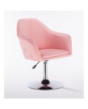Krzesło tapicerowane BLINK ZET różowe - chromowany dysk