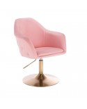 Krzesło różowe BLINK ZET obrotowe z regulacją - złoty dysk