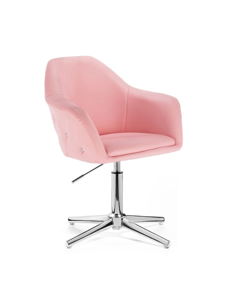 Fotel różowy BLINK ZET salon glamour - krzyżak chromowany