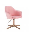 Uroczy fotel BLINK ZET różowy - złoty krzyżak