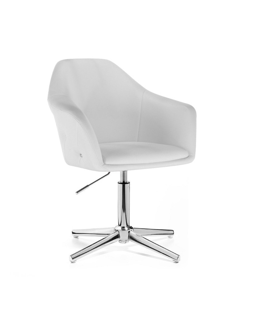 Fotel biały BLINK ZET salon glamour - krzyżak chromowany