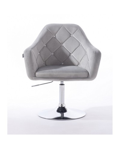 BLERM CRISTAL Krzesło tapicerowane welur stalowy - chromowany dysk