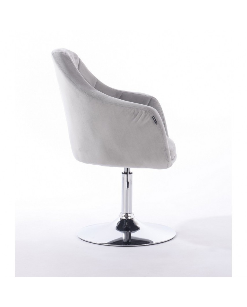 BLERM CRISTAL Krzesło tapicerowane welur stalowy - chromowany dysk