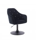 Czarne krzesło tapicerowane BLERM CRISTAL kryształki - czarny dysk