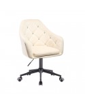 BLERM CRISTAL Kremowe krzesło biurowe welur - czarna podstawa kółka