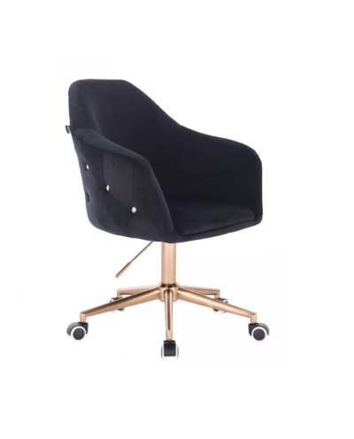 Krzesło czarne biurowe EDUARDO welur - złota podstawa kółka