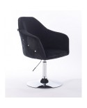 Krzesło czarne tapicerowane EDUARDO welur - chromowany dysk