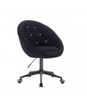 BLOM CRISTAL Czarne krzesło materiał welurowy - kółka kolor czarny