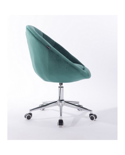 Krzesło pikowane BLOM CRISTAL butelkowa zieleń - chromowana podstawa kółka
