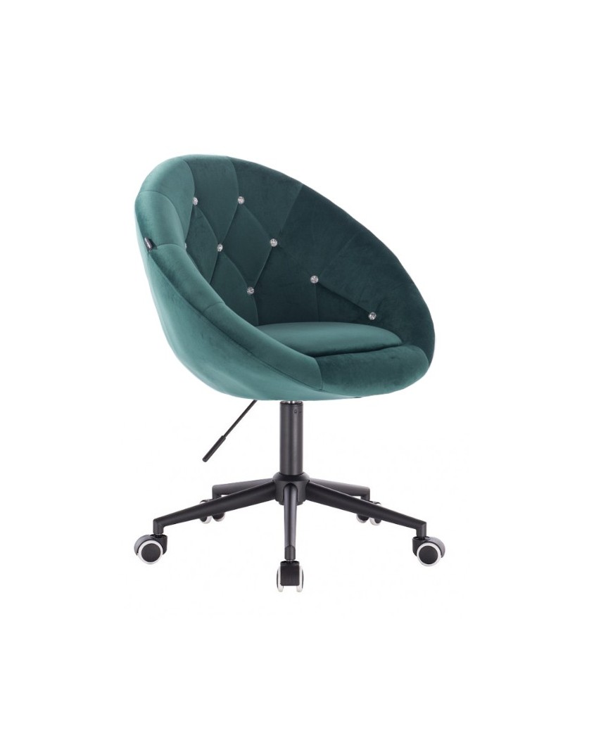 BLOM CRISTAL Krzesło materiał welurowy butelkowa zieleń - kółka czarne
