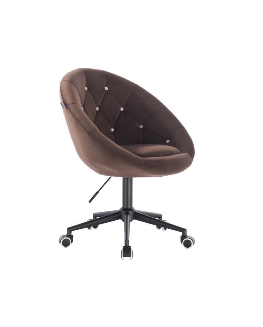 BLOM CRISTAL Krzesło materiał welurowy czekoladowe - kółka czarne