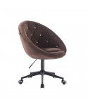 BLOM CRISTAL Krzesło materiał welurowy czekoladowe - kółka czarne