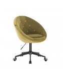 BLOM CRISTAL Krzesło materiał welurowy oliwkowe - kółka czarne