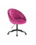 BLOM CRISTAL Krzesło materiał welurowy malinowe - kółka czarne