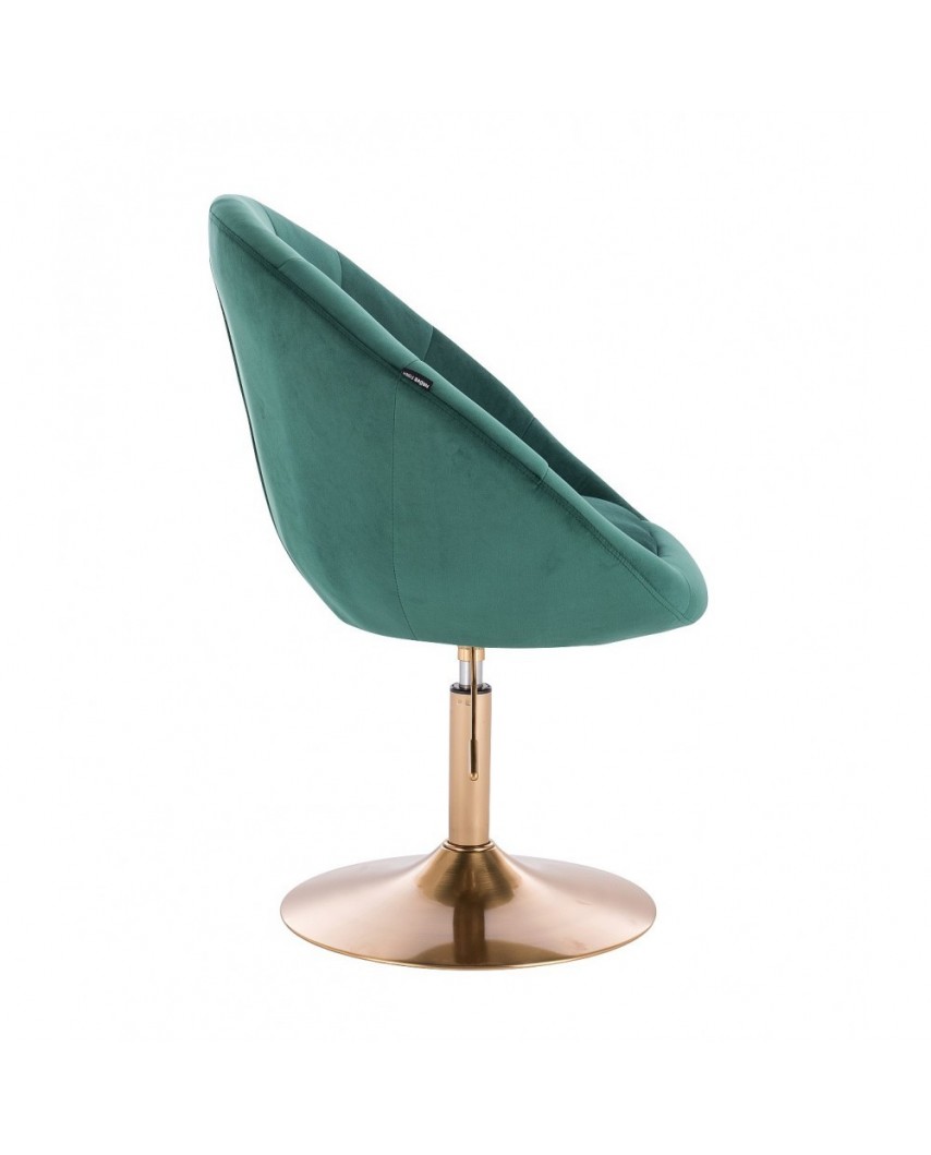 Fotel wypoczynkowy BLOM kolor butelkowa zieleń - złoty dysk