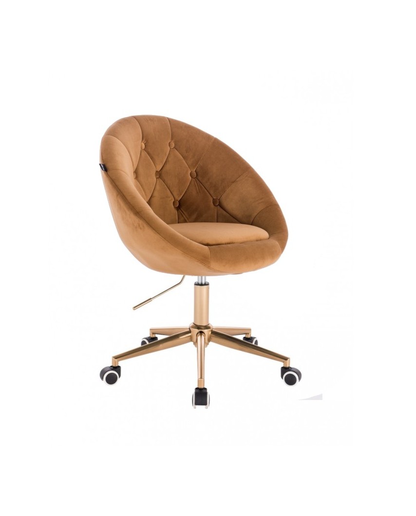 Krzesło obrotowe BLOM miodowe - kółka złoty kolor