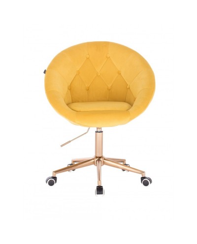 Krzesło obrotowe kolor żółty BLOM - kółka złoty