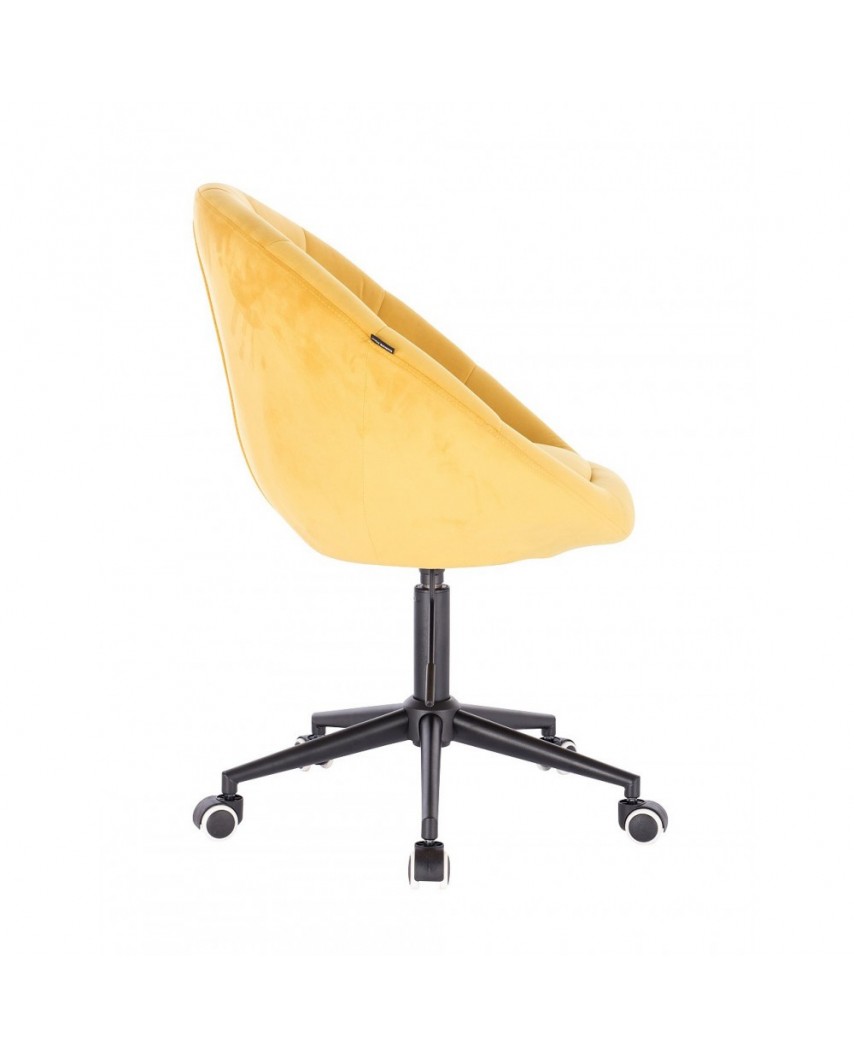 Żółty fotel biurowy BLOM welur - kółka czarne
