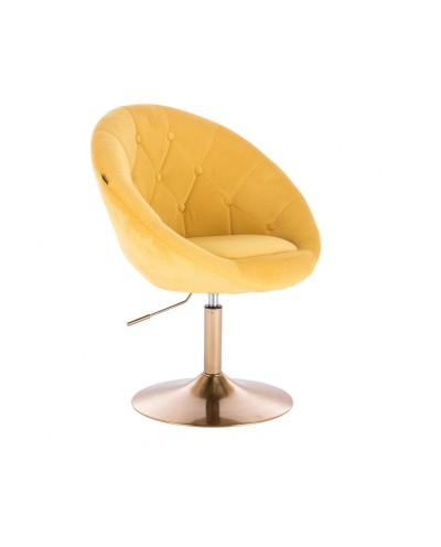 Fotel wypoczynkowy żółty BLOM - złoty dysk