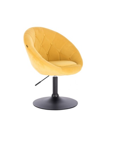 Obrotowy fotel żółty kolor BLOM - czarny dysk