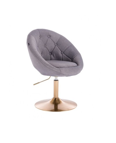 Krzesło tapicerowane szare biurowe BLOM - złoty dysk