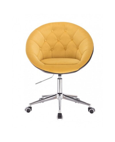 BLOM Krzesło tapicerowane kolor żółty / czarny - chromowane kółka
