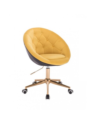 Krzesło obrotowe młodzieżowe żółty / czarny BLOM - kółka złoty