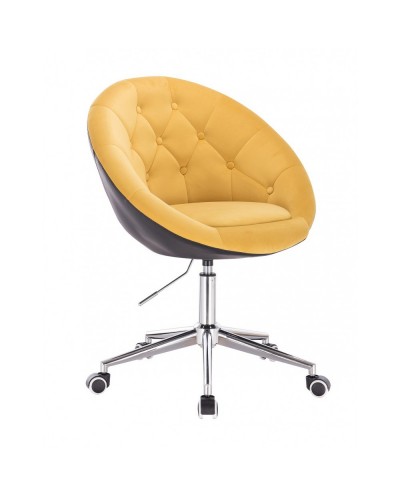 BLOM Krzesło tapicerowane kolor żółty / czarny - chromowane kółka