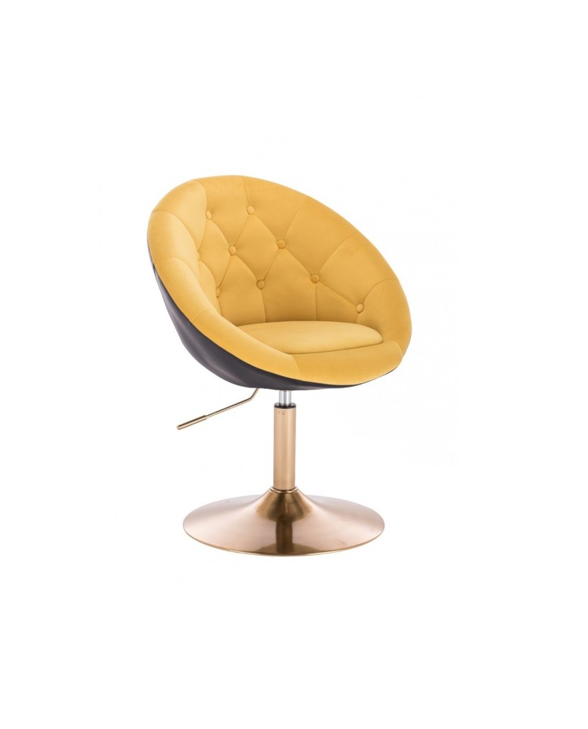 Fotel wypoczynkowy żółty / czarny BLOM - złoty dysk
