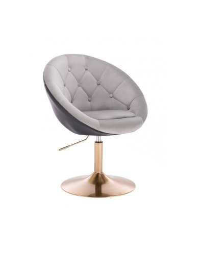 BLOM Fotel tapicerowany stalowy / czarny - złoty dysk