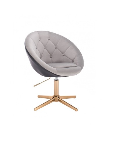 Fotel wypoczynkowy BLOM stalowy / czarny - złoty krzyżak