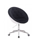 BLOM Krzesło tapicerowane czarny / biały - chromowane kółka