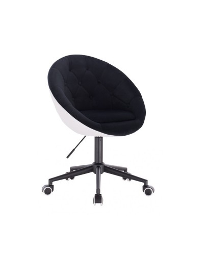 BLOM Krzesło tapicerowane czarny / biały - kółka czarne