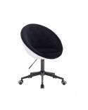 BLOM Krzesło tapicerowane czarny / biały - kółka w kolorze czarnym