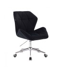 Czarne krzesło z oparciem tapicerowane CRONO - kółka chrom