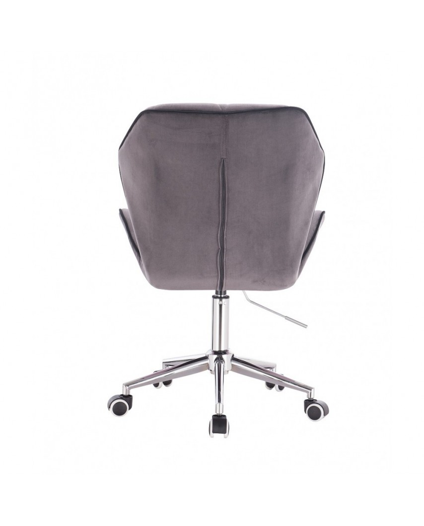 Krzesło z oparciem tapicerowane CRONO grafitowy welur - kółka chrom