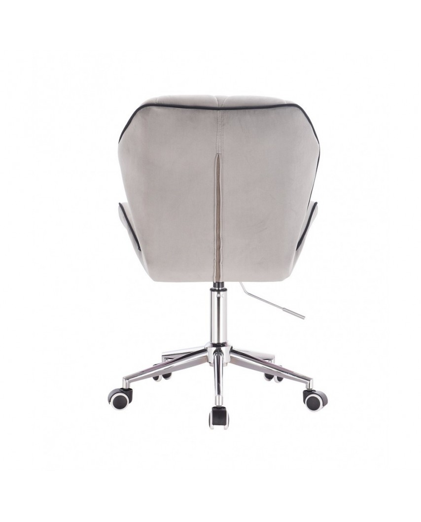 Krzesło z oparciem tapicerowane CRONO stalowy welur - kółka chrom