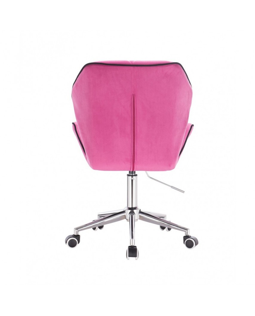 Krzesło z oparciem tapicerowane CRONO malinowy welur - kółka chrom