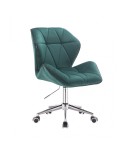 Krzesło z oparciem tapicerowane CRONO butelkowa zieleń - kółka chrom