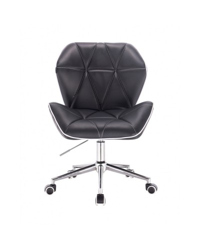CRONO Czarne krzesło tapicerowane eko skóra - kółka chrom