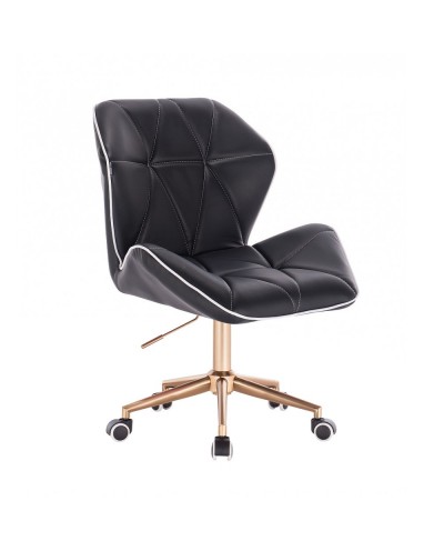 CRONO Czarne krzesło biurowe obrotowe skóra ekologiczna - złote kółka