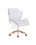 CRONO Białe krzesło obrotowe skóra ekologiczna - złote kółka