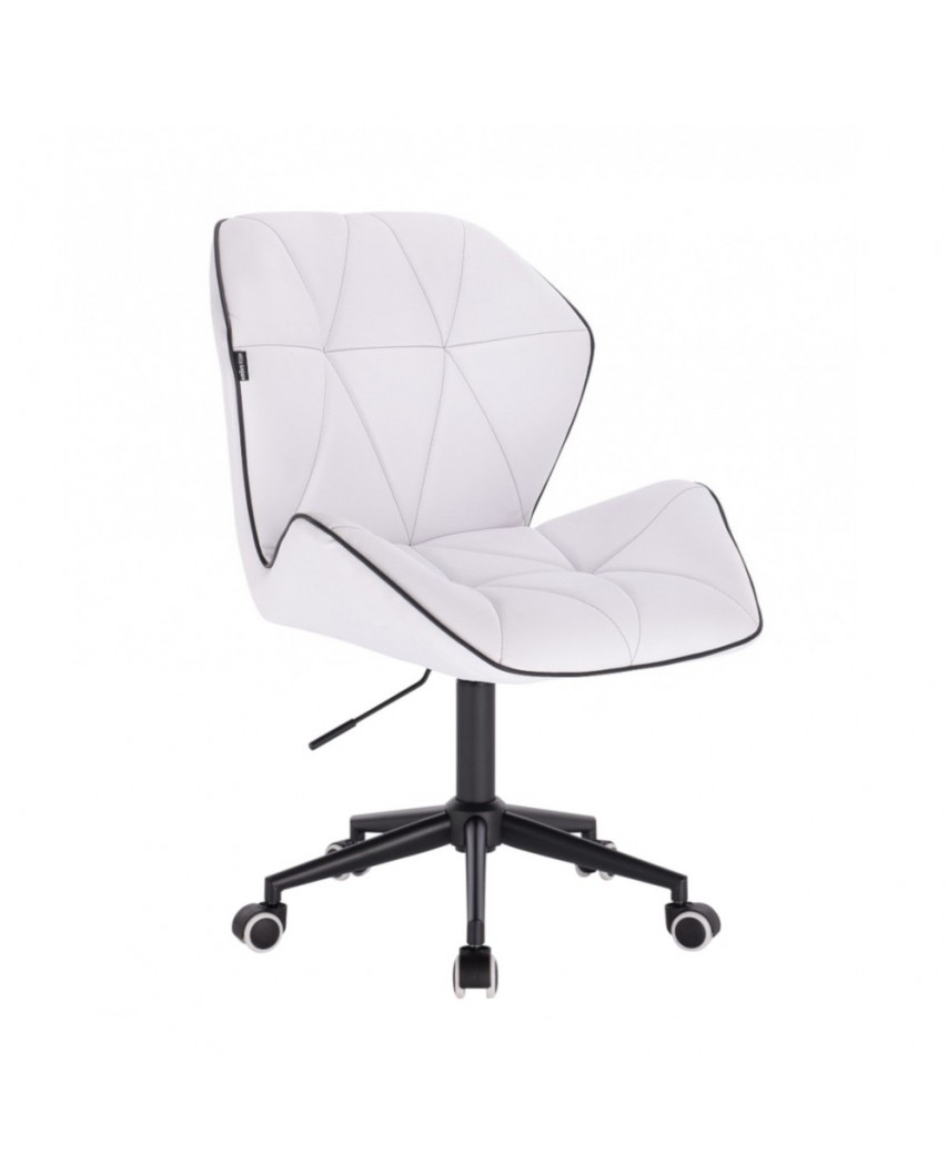 CRONO Krzesło obrotowe kolor biały skóra ekologiczna - czarne kółka